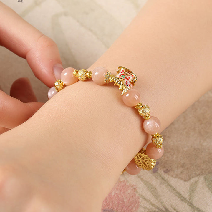 Buddha Stones ​​Jahr des Pferdes Südlicher Roter Achat Sonnenstein Turmalin Erfolgsarmband - image 11