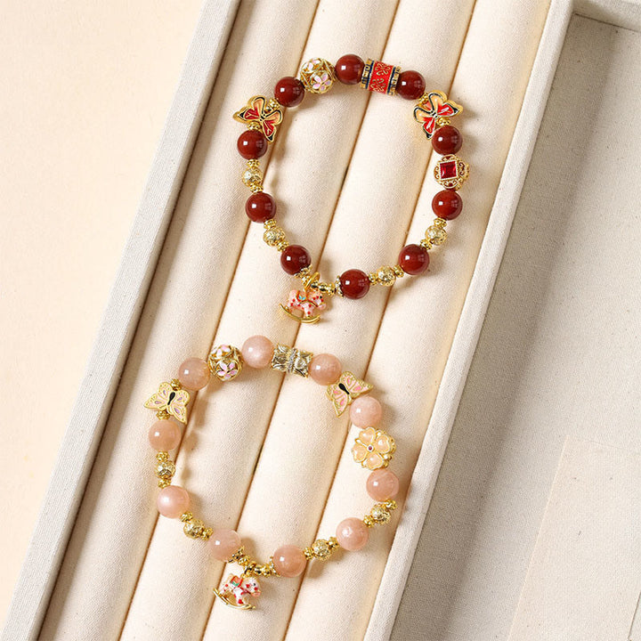 Buddha Stones ​​Jahr des Pferdes Südlicher Roter Achat Sonnenstein Turmalin Erfolgsarmband - image 16