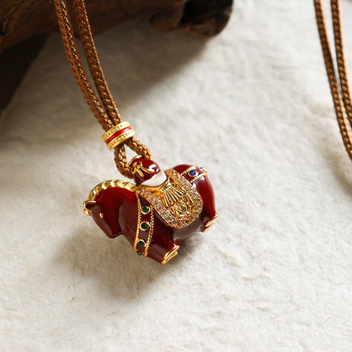 Buddha Stones ​​Jahr des Pferdes Kupfer Waage Halskette Anhänger - image 2