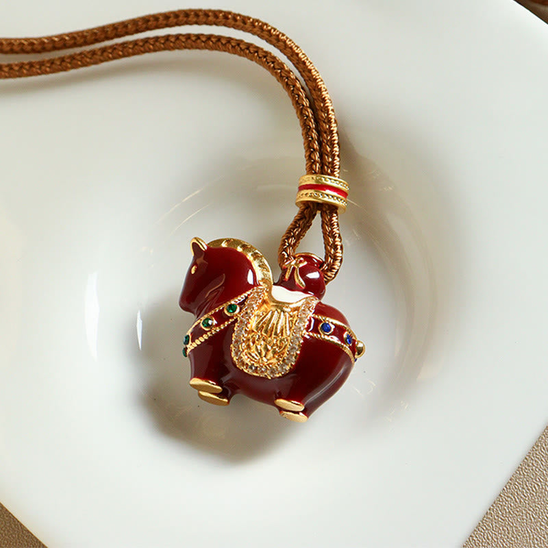 Buddha Stones ​​Jahr des Pferdes Kupfer Waage Halskette Anhänger - image 3