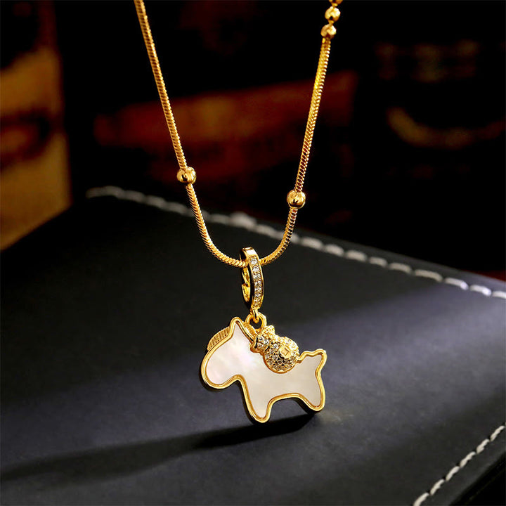 Buddha Stones ​​Jahr des Pferdes Kupfer Glückskette Anhänger - Kupferpferd - image 0