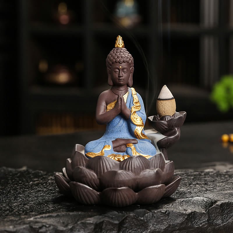 Buddha Stones, Buddha-Gelassenheit, Heimdekoration, Räuchergefäß - Blauer Buddha, der um Segen bittet (9,1 x 7,8 x 10,7 cm) - image 20