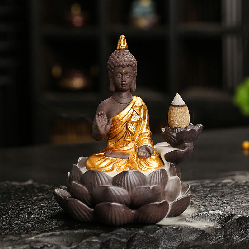 Buddha Stones, Buddha-Gelassenheit, Heimdekoration, Räuchergefäß - Goldener Buddha-Denker (9,1 x 7,8 x 10,7 cm) - image 3