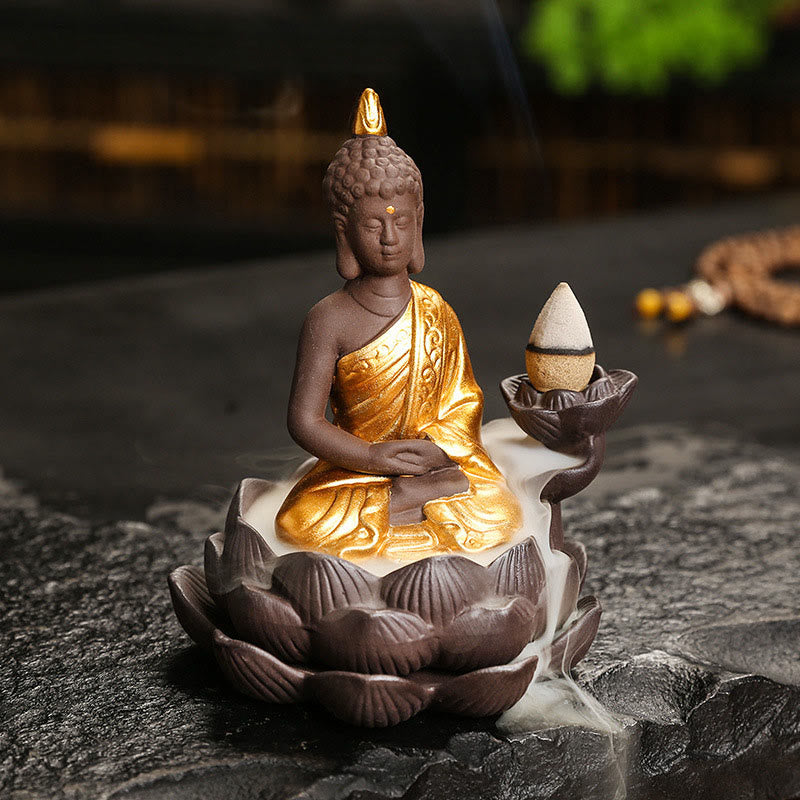 Buddha Stones, Buddha-Gelassenheit, Heimdekoration, Räuchergefäß - Goldene Buddha-Meditation (9,1 x 7,8 x 10,7 cm) - image 0
