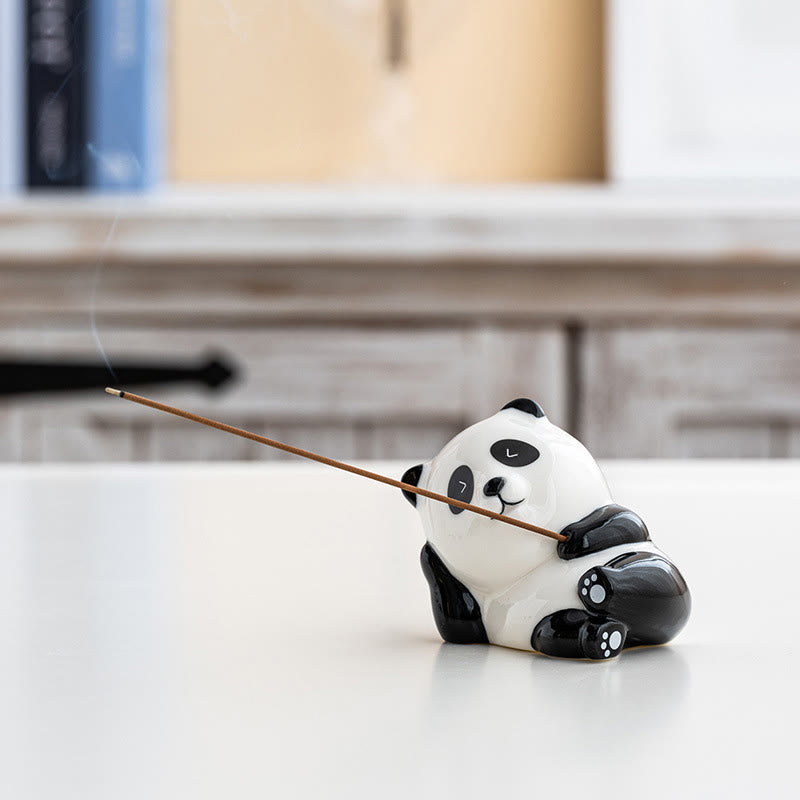 Buddha Stones, Panda-förmige Heimdekoration, Räuchergefäß - Panda mit geschlossenen Augen (8,5 x 6 x 7 cm) - image 7