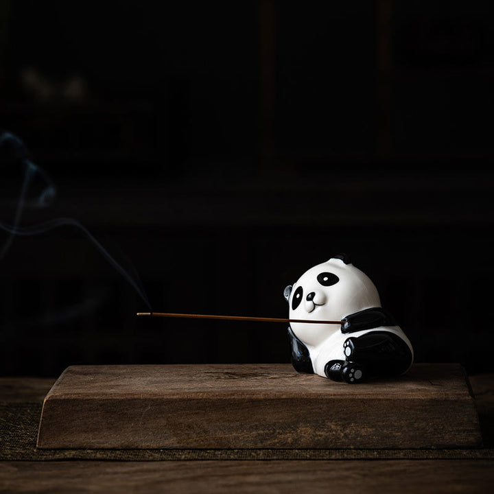Buddha Stones, Panda-förmige Heimdekoration, Räuchergefäß - Panda mit offenen Augen (8,5 x 6 x 7 cm) - image 0