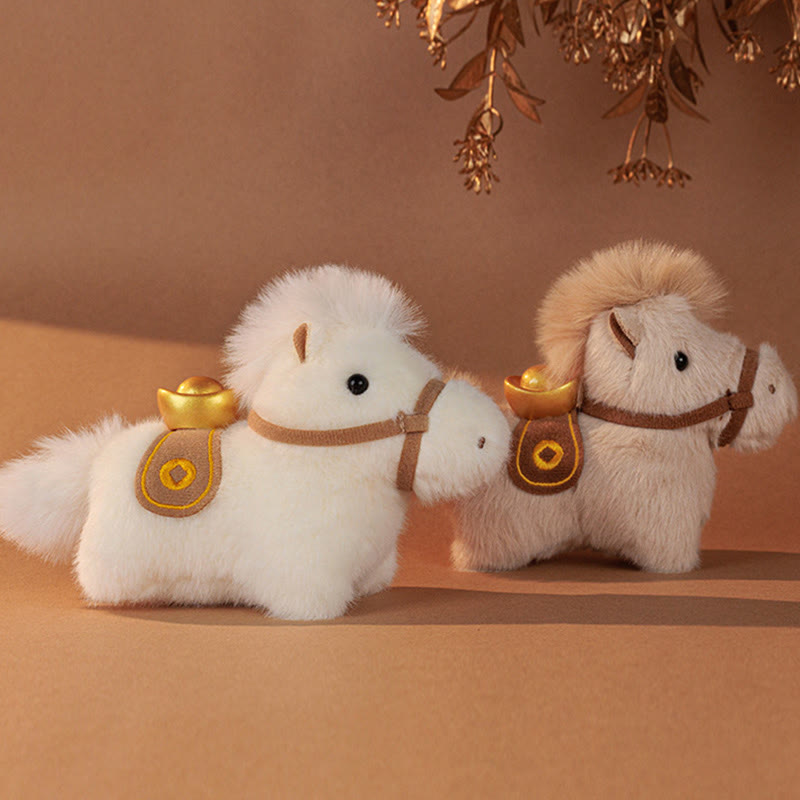Buddha Stones ​​Jahr des Pferdes Goldbarren, einfarbiges Plüschpony, Hängedekoration - image 15