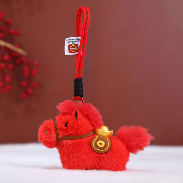 Buddha Stones ​​Jahr des Pferdes Goldbarren, einfarbiges Plüschpony, Hängedekoration - Red Horse Rope - image 25