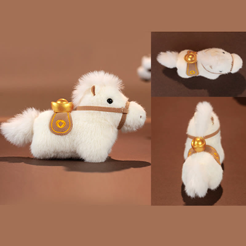 Buddha Stones ​​Jahr des Pferdes Goldbarren, einfarbiges Plüschpony, Hängedekoration - image 4