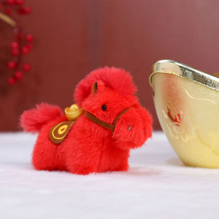 Buddha Stones ​​Jahr des Pferdes Goldbarren, einfarbiges Plüschpony, Hängedekoration - image 8