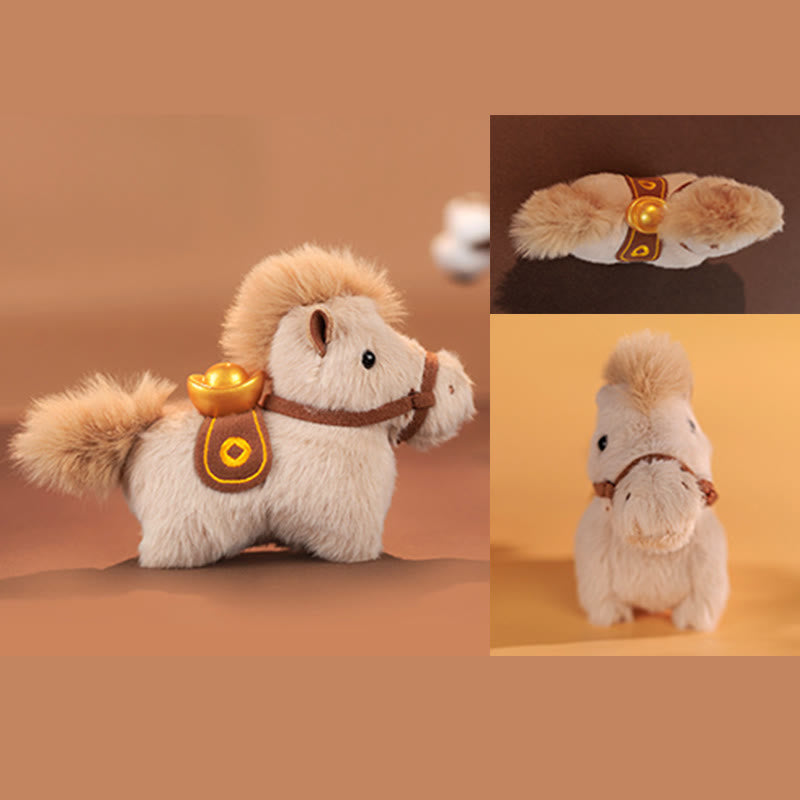 Buddha Stones ​​Jahr des Pferdes Goldbarren, einfarbiges Plüschpony, Hängedekoration - image 14