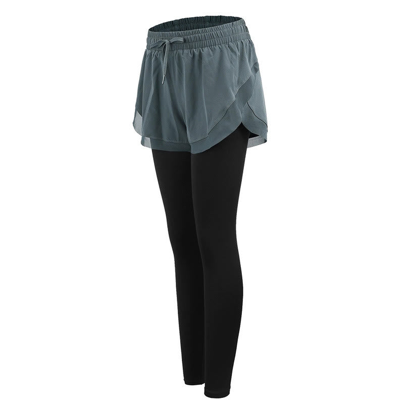 Buddha Stones 2-in-1 Sport-Leggings, Outdoor-Fitness-Leggings für Damen, Yoga-Hosen - Kadettenblau - US12, UK/AU16, EU44 (XL) - image 5