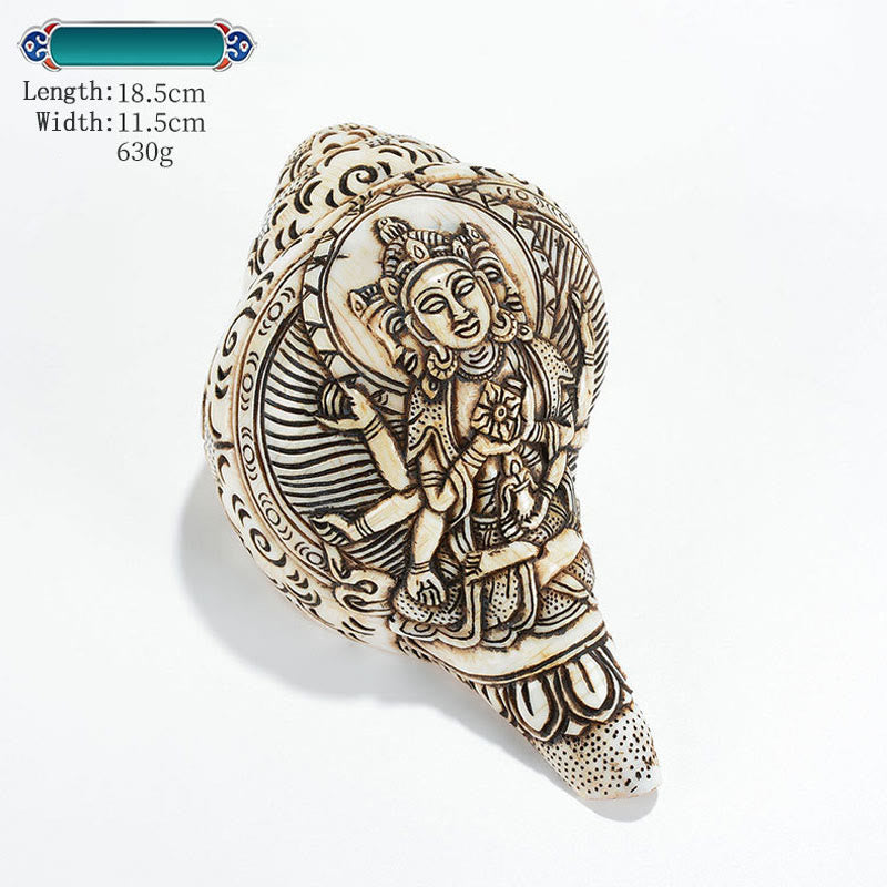 Tibetische handgemachte gravierte Shankha Buddha Avalokitesvara Conch Shell Reichtum Dekoration - ZUṣṇīṣa-vijayā Buddha 18,5*11,5cm - image 19