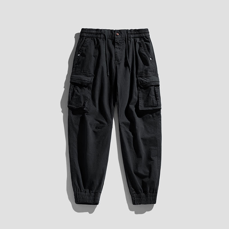 Buddha Stones Sommer-Baumwollhose für Herren mit elastischen Bündchen, schmal zulaufendem Schnitt und Taschen - Schwarz - US/UK/AU48, EU58 (6XL) - image 11