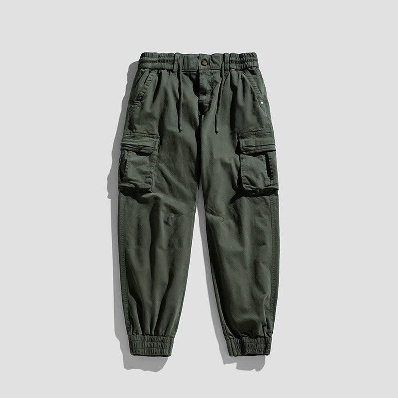 Buddha Stones Sommer-Baumwollhose für Herren mit elastischen Bündchen, schmal zulaufendem Schnitt und Taschen - Dunkelseegrün - US/UK/AU48, EU58 (6XL) - image 6