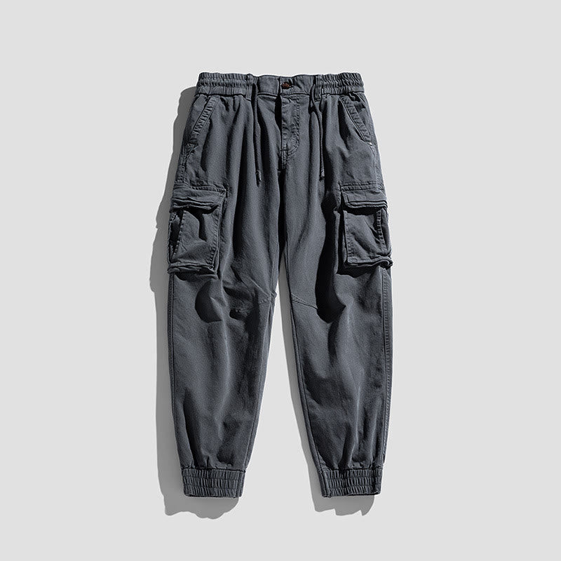 Buddha Stones Sommer-Baumwollhose für Herren mit elastischen Bündchen, schmal zulaufendem Schnitt und Taschen - Grau - US/UK/AU48, EU58 (6XL) - image 9
