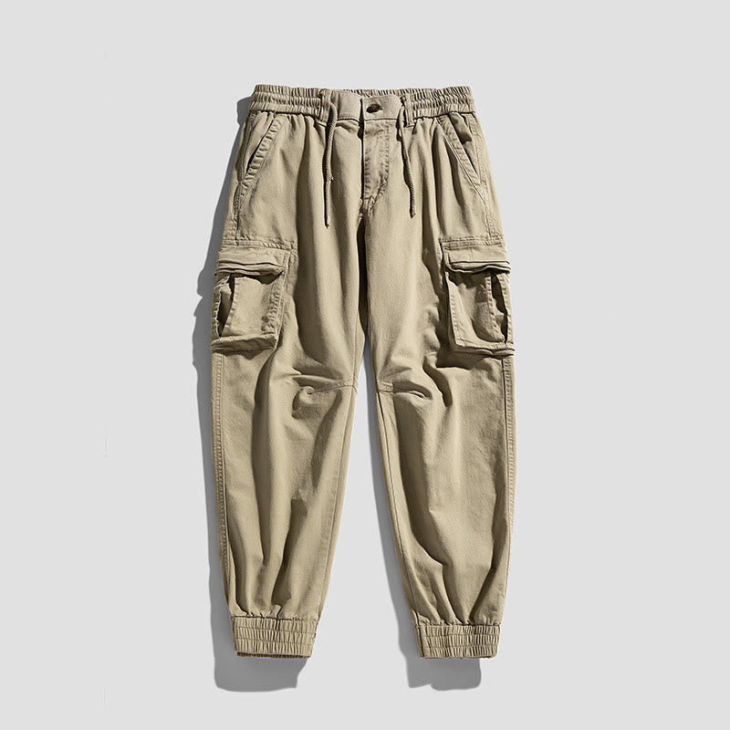 Buddha Stones Sommer-Baumwollhose für Herren mit elastischen Bündchen, schmal zulaufendem Schnitt und Taschen - image 3