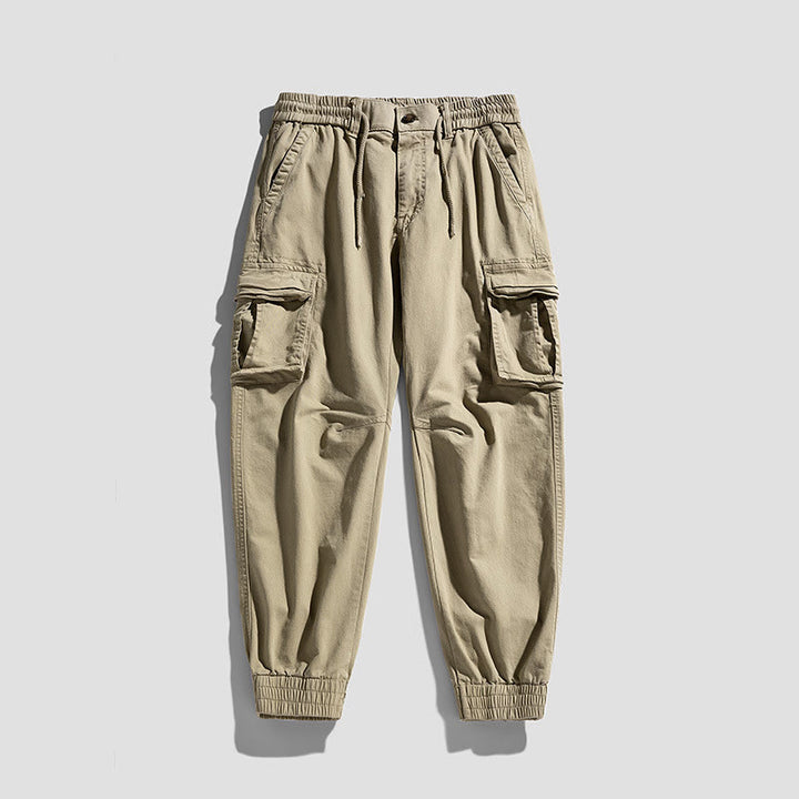 Buddha Stones Sommer-Baumwollhose für Herren mit elastischen Bündchen, schmal zulaufendem Schnitt und Taschen - image 3