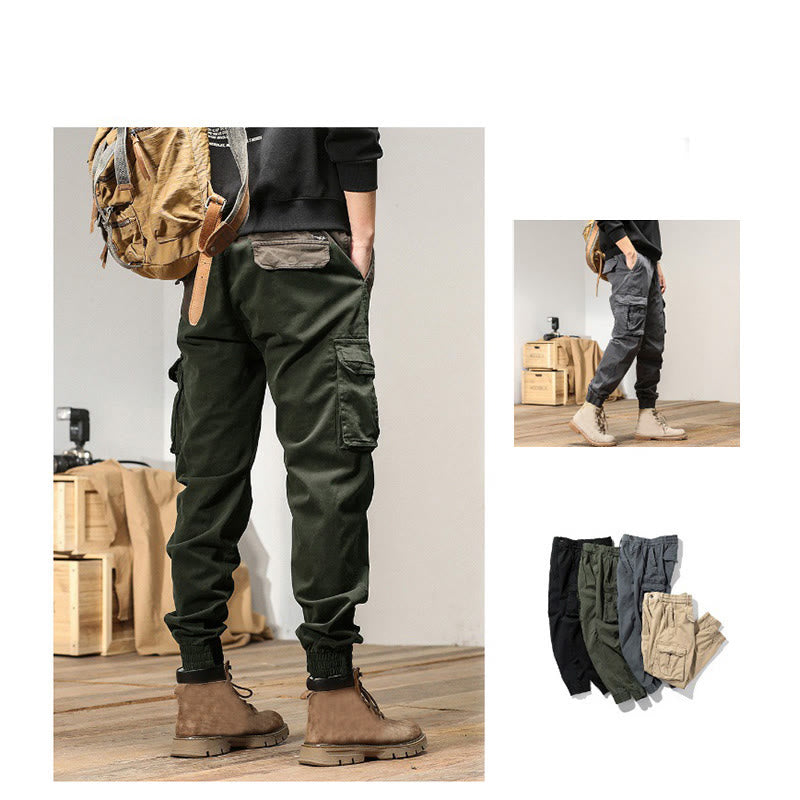 Buddha Stones Sommer-Baumwollhose für Herren mit elastischen Bündchen, schmal zulaufendem Schnitt und Taschen - image 8