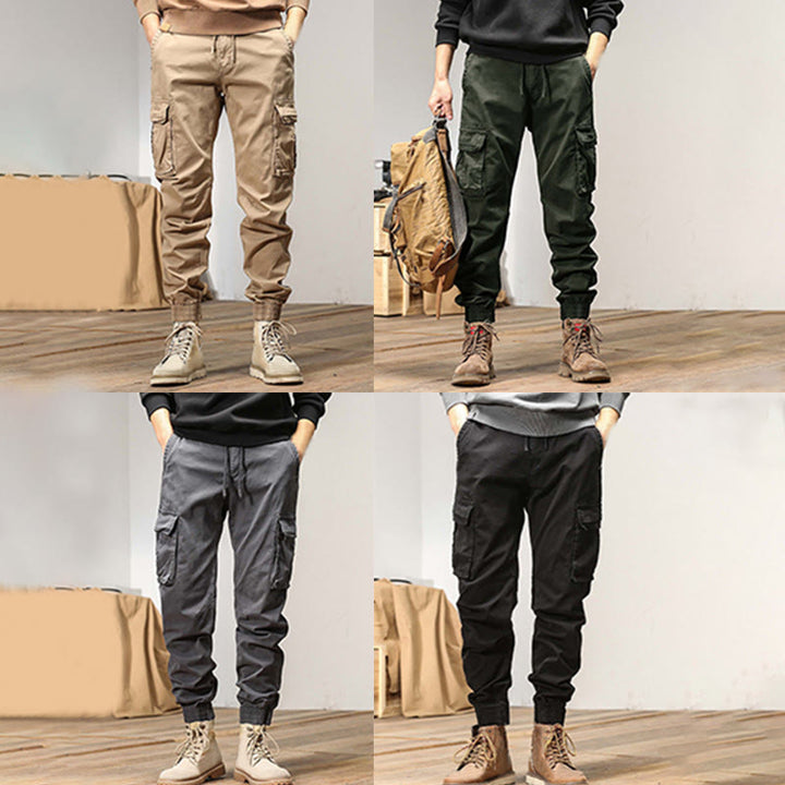 Buddha Stones Sommer-Baumwollhose für Herren mit elastischen Bündchen, schmal zulaufendem Schnitt und Taschen - image 13