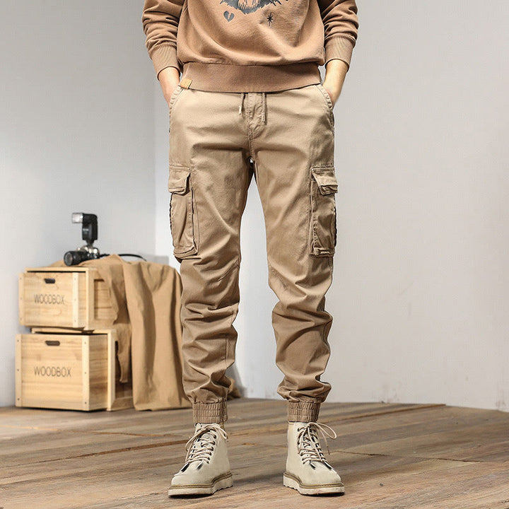 Buddha Stones Sommer-Baumwollhose für Herren mit elastischen Bündchen, schmal zulaufendem Schnitt und Taschen - Weizen - US/UK/AU48, EU58 (6XL) - image 0