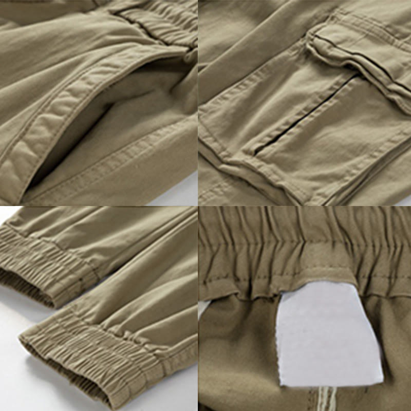Buddha Stones Sommer-Baumwollhose für Herren mit elastischen Bündchen, schmal zulaufendem Schnitt und Taschen - image 5