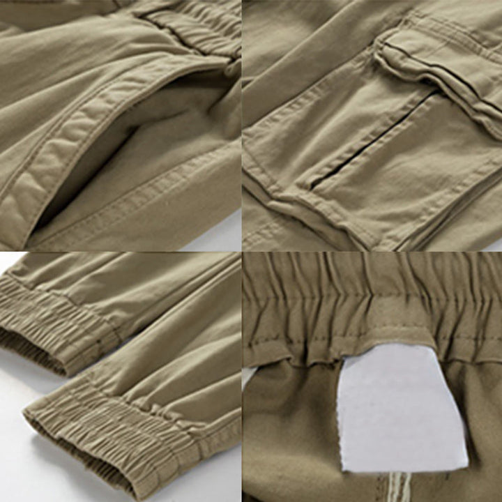 Buddha Stones Sommer-Baumwollhose für Herren mit elastischen Bündchen, schmal zulaufendem Schnitt und Taschen - image 5