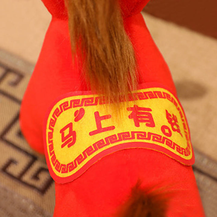 Buddha Stones Jahr des Pferdes Rotes stehendes Pferde-Plüschtier Reichtums- und Wohlstands-Heimdekoration - image 3