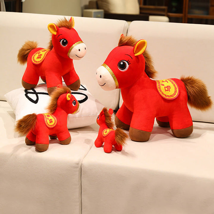 Buddha Stones Jahr des Pferdes Rotes stehendes Pferde-Plüschtier Reichtums- und Wohlstands-Heimdekoration - image 6