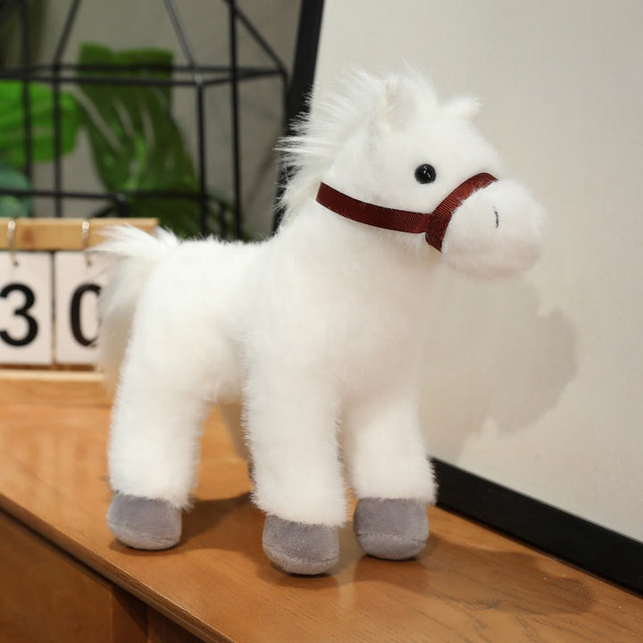 Buddha Stones Jahr des Pferdes – Niedliches, einfarbiges Pony-Plüschtier – Wohndekoration - Weiß - 23 cm (gemessen von Ohr bis Fuß) - image 6