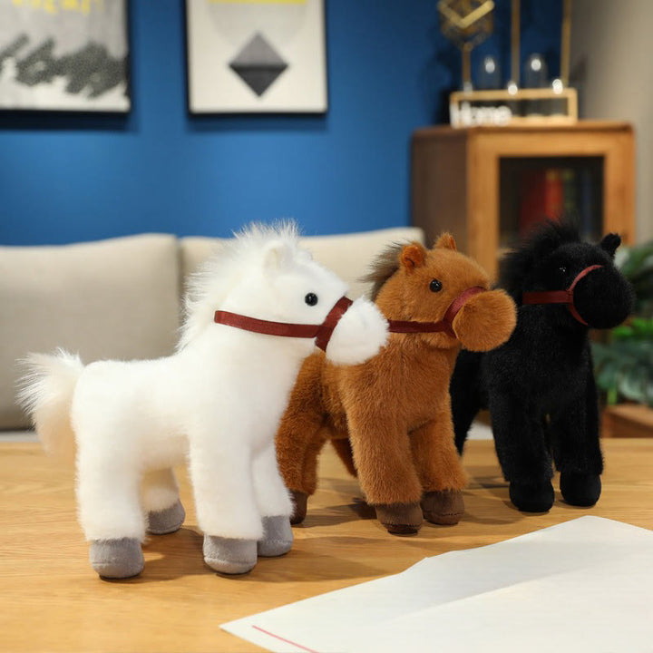 Buddha Stones Jahr des Pferdes – Niedliches, einfarbiges Pony-Plüschtier – Wohndekoration - image 0