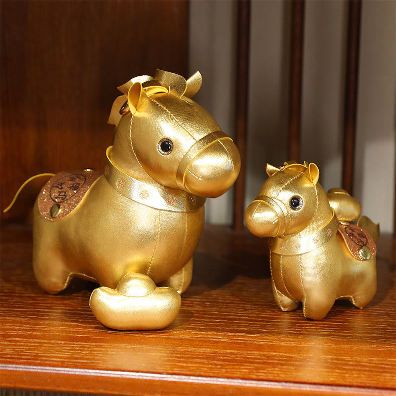 Buddha Stones Jahr des Pferdes Goldbarren, niedliche Ponypuppe, Wohlstands-Heimdekoration - image 0