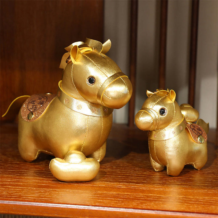 Buddha Stones Jahr des Pferdes Goldbarren, niedliche Ponypuppe, Wohlstands-Heimdekoration - image 0