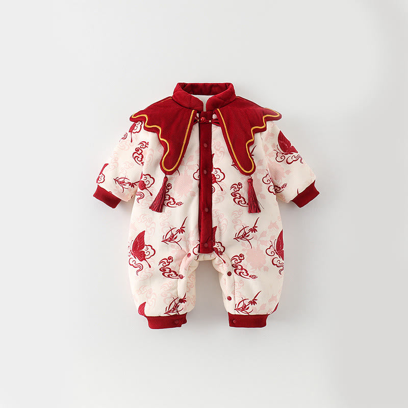 Buddha Stones, Winter-Schmetterling, Glückswolken-Design, Baby-Mädchen-Baumwoll-Langarm-Strampler - Lavendel-Rouge - 10-15M - image 0