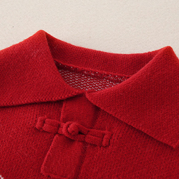 Buddha Stones Herbst Winter Roter Diamantmuster Baby Mädchen Langarm Strick-Einteiler - image 6