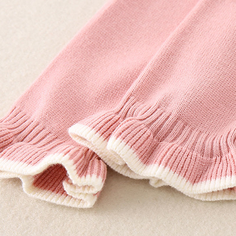 Buddha Stones Frühling Herbst Farbblock-Baby-Mädchen Langarm-Kapuzen-Strick-Einteiler - image 13