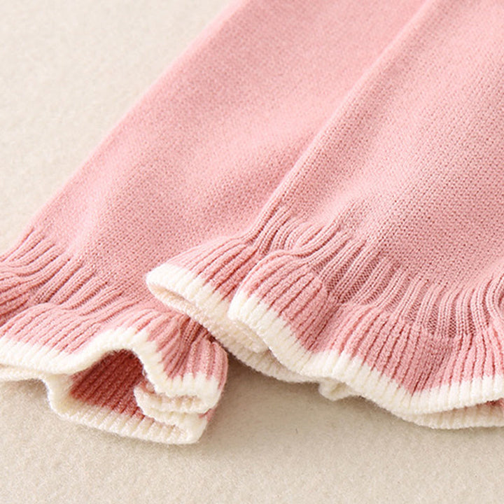 Buddha Stones Frühling Herbst Farbblock-Baby-Mädchen Langarm-Kapuzen-Strick-Einteiler - image 13