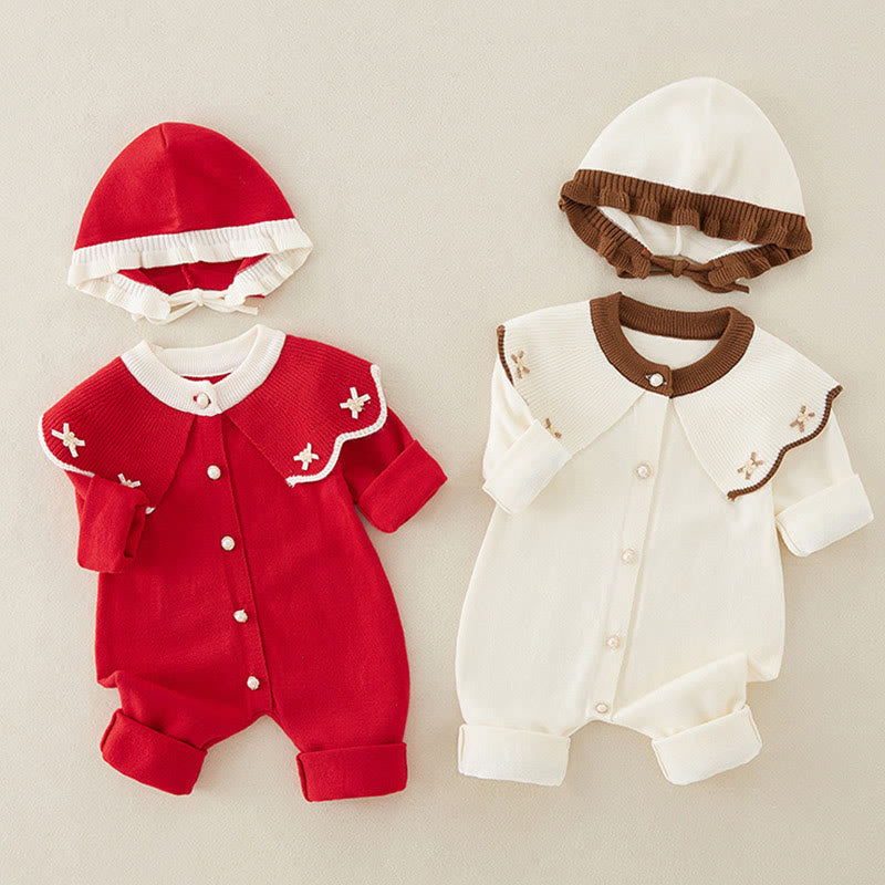 Buddha Stones Frühling Herbst Farbblock-Baby-Mädchen Langarm-Kapuzen-Strick-Einteiler - image 17