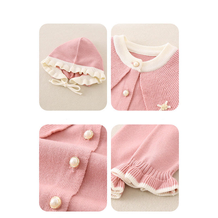 Buddha Stones Frühling Herbst Farbblock-Baby-Mädchen Langarm-Kapuzen-Strick-Einteiler - image 16