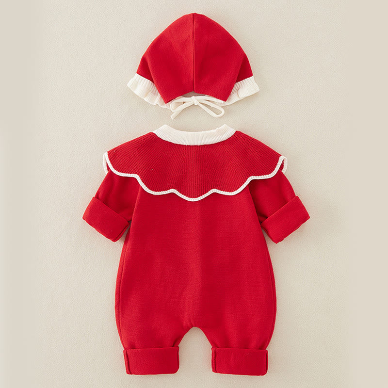 Buddha Stones Frühling Herbst Farbblock-Baby-Mädchen Langarm-Kapuzen-Strick-Einteiler - image 2