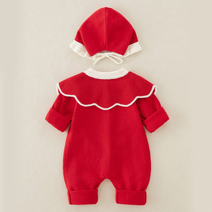 Buddha Stones Frühling Herbst Farbblock-Baby-Mädchen Langarm-Kapuzen-Strick-Einteiler - image 2