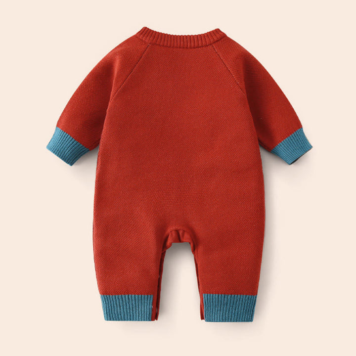 Buddha Stones ​​Herbst Winter Rotes Panda Muster Baby Jungen Mädchen Baumwolle Langarm Strick Einteiler - image 2