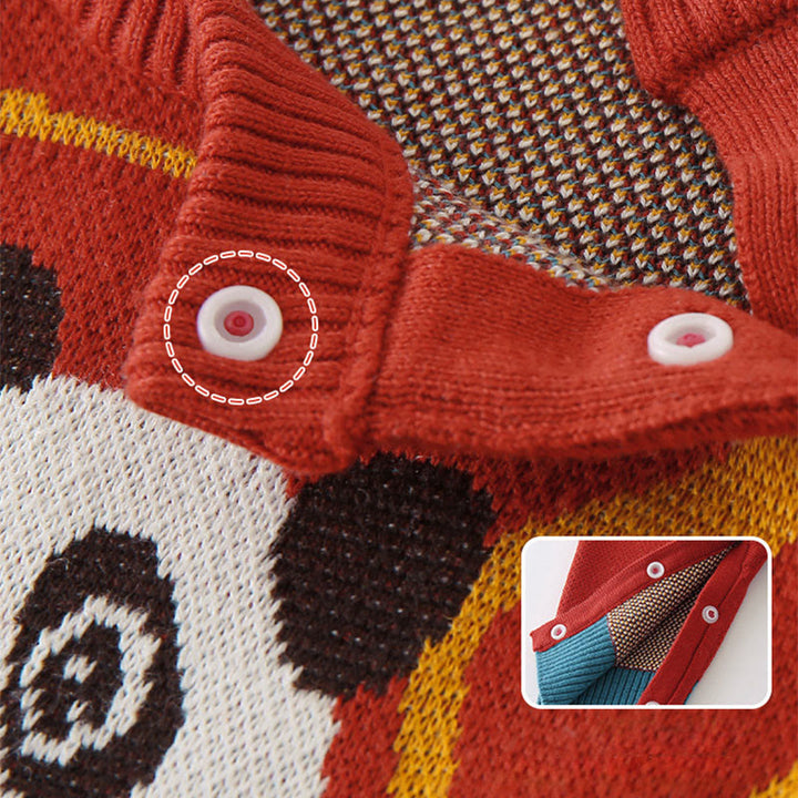 Buddha Stones ​​Herbst Winter Rotes Panda Muster Baby Jungen Mädchen Baumwolle Langarm Strick Einteiler - image 5