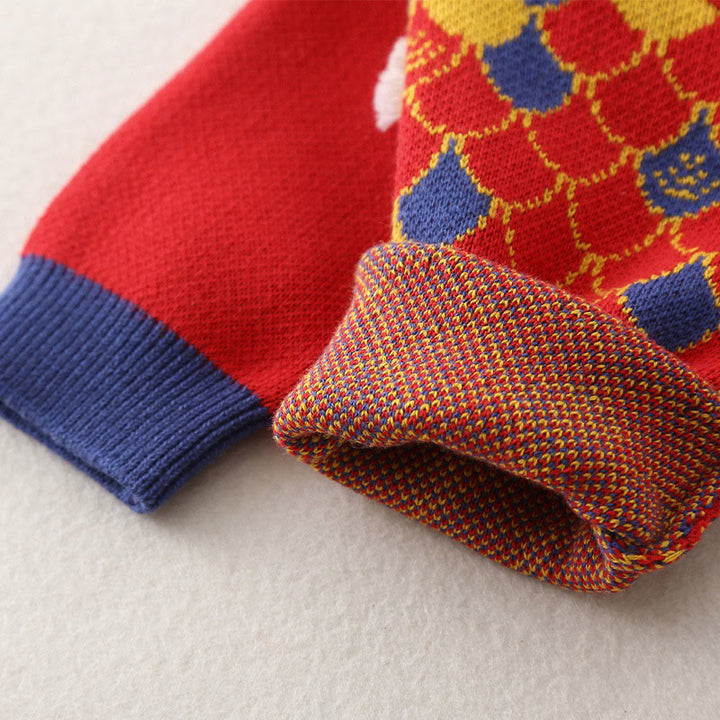 Buddha Stones ​​Herbst Winter Roter Drachenmuster Baby Jungen Mädchen Baumwolle Langarm Strick Einteiler - image 9