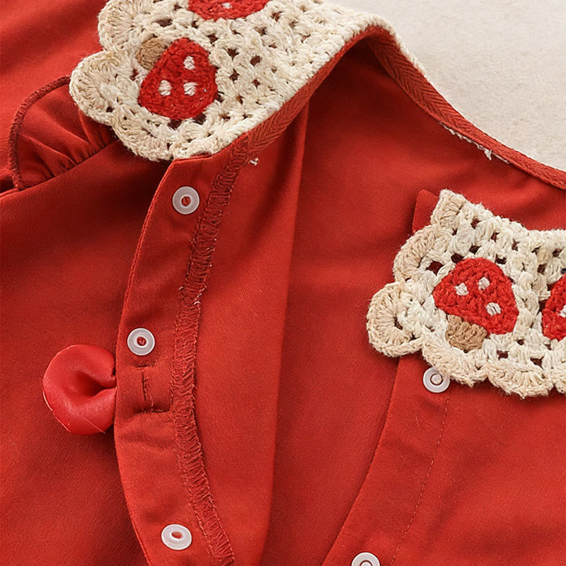 Buddha Stones ​​Frühling Herbst Rotes Erdbeer-Design Baby Mädchen Baumwolle Langarm Einteiler - image 5