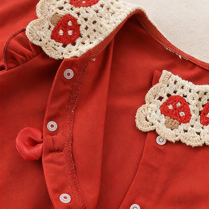 Buddha Stones ​​Frühling Herbst Rotes Erdbeer-Design Baby Mädchen Baumwolle Langarm Einteiler - image 5