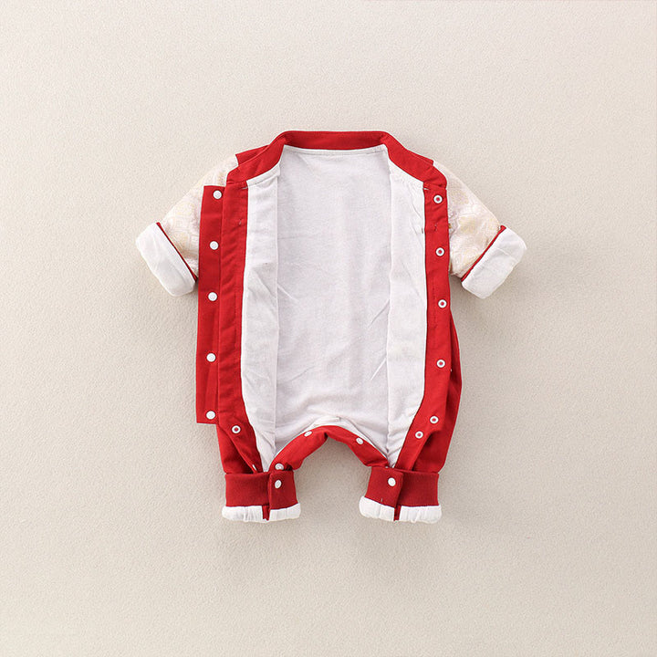 Buddha Stones ​​Frühling Herbst Rot Jahr des Pferdes Glücksdesign Baby Mädchen Jungen Baumwolle Langarm Einteiler Strampler - image 4