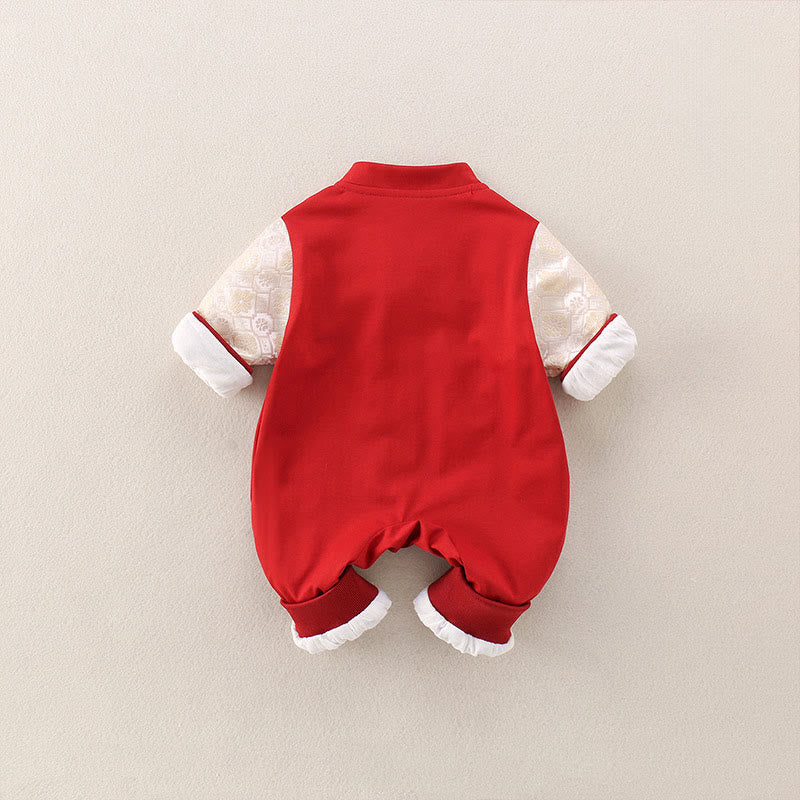 Buddha Stones ​​Frühling Herbst Rot Jahr des Pferdes Glücksdesign Baby Mädchen Jungen Baumwolle Langarm Einteiler Strampler - image 3