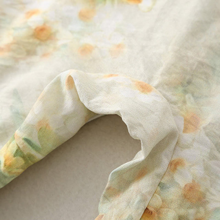 Buddha Stones ​​Frühling Herbst Beige Blumen Grünes Gras Design Baby Mädchen Baumwolle Langarm Einteiler Strampler - image 11