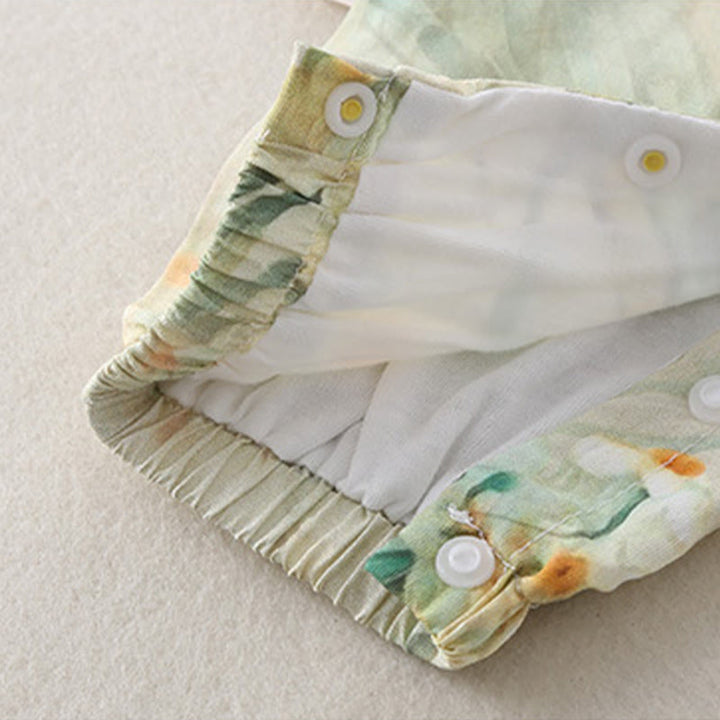 Buddha Stones ​​Frühling Herbst Beige Blumen Grünes Gras Design Baby Mädchen Baumwolle Langarm Einteiler Strampler - image 12